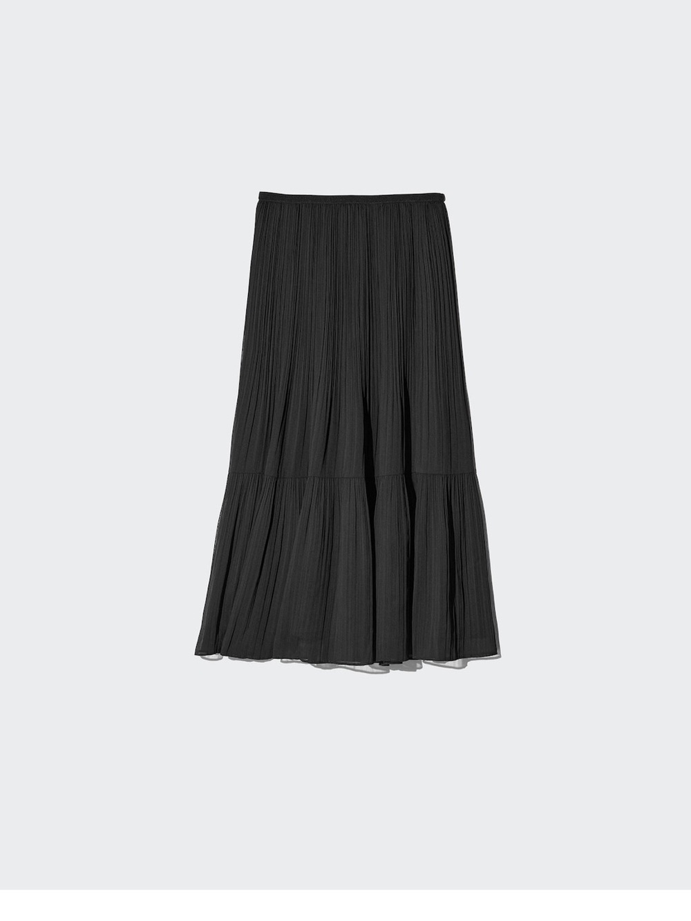 Uniqlo Black Chiffon Tiered Skirt XL